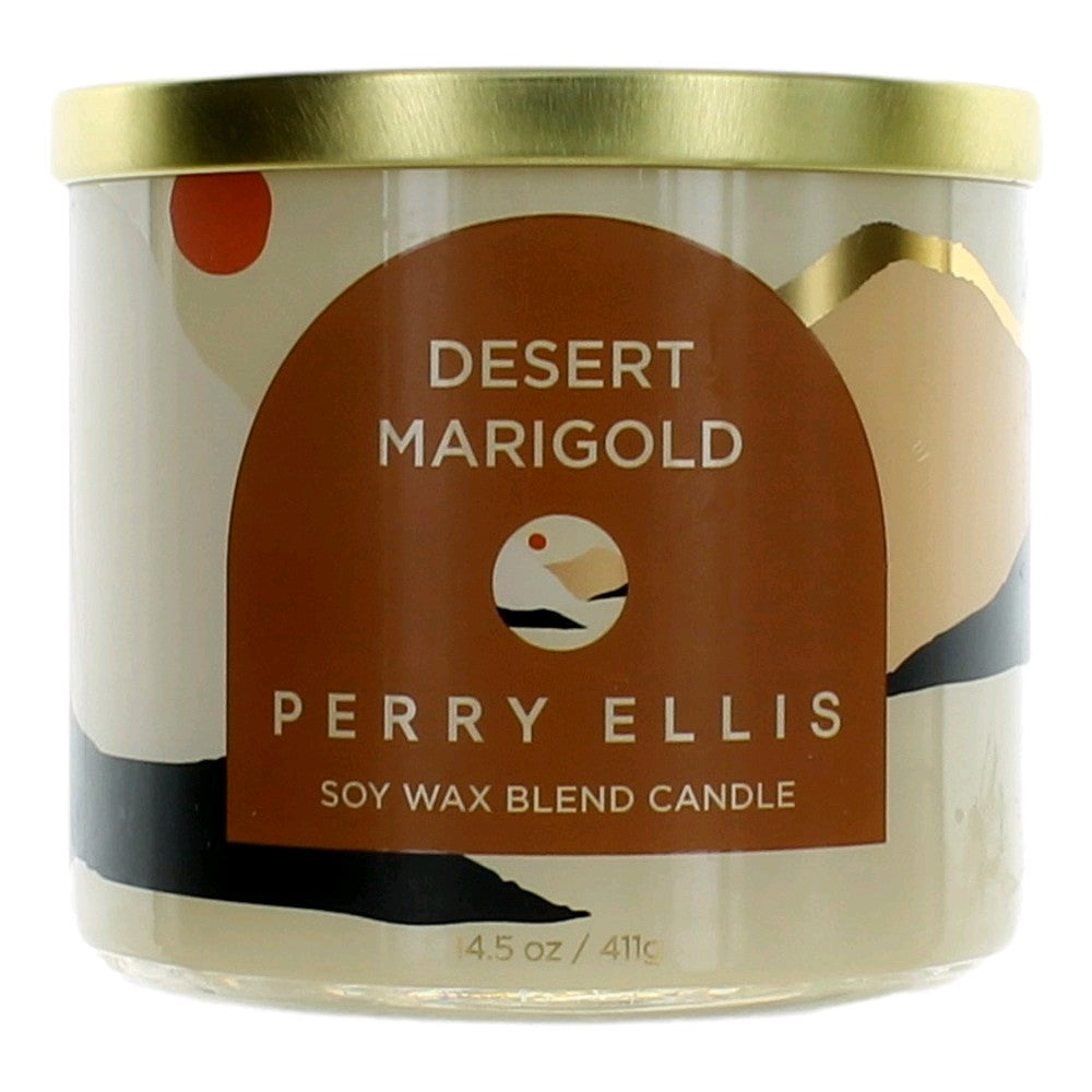 Photo of Perry Ellis 14.5 oz Soy Wax Blend 3 Wick Candle - Desert Marigold